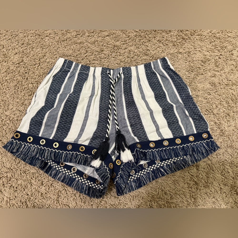 Rewash High Waist Blue and White Striped Shorts